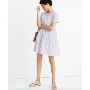 Madewell multicolored stripe crewneck tiered shirt XXS mini dress